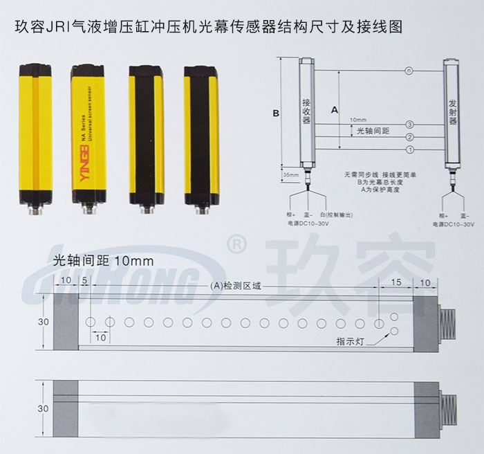 哔咔漫画APP官网进入JRI哔咔漫画成人缸衝壓機光幕傳感器結構尺寸及接線圖